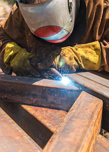 Close Up Welding a Beam